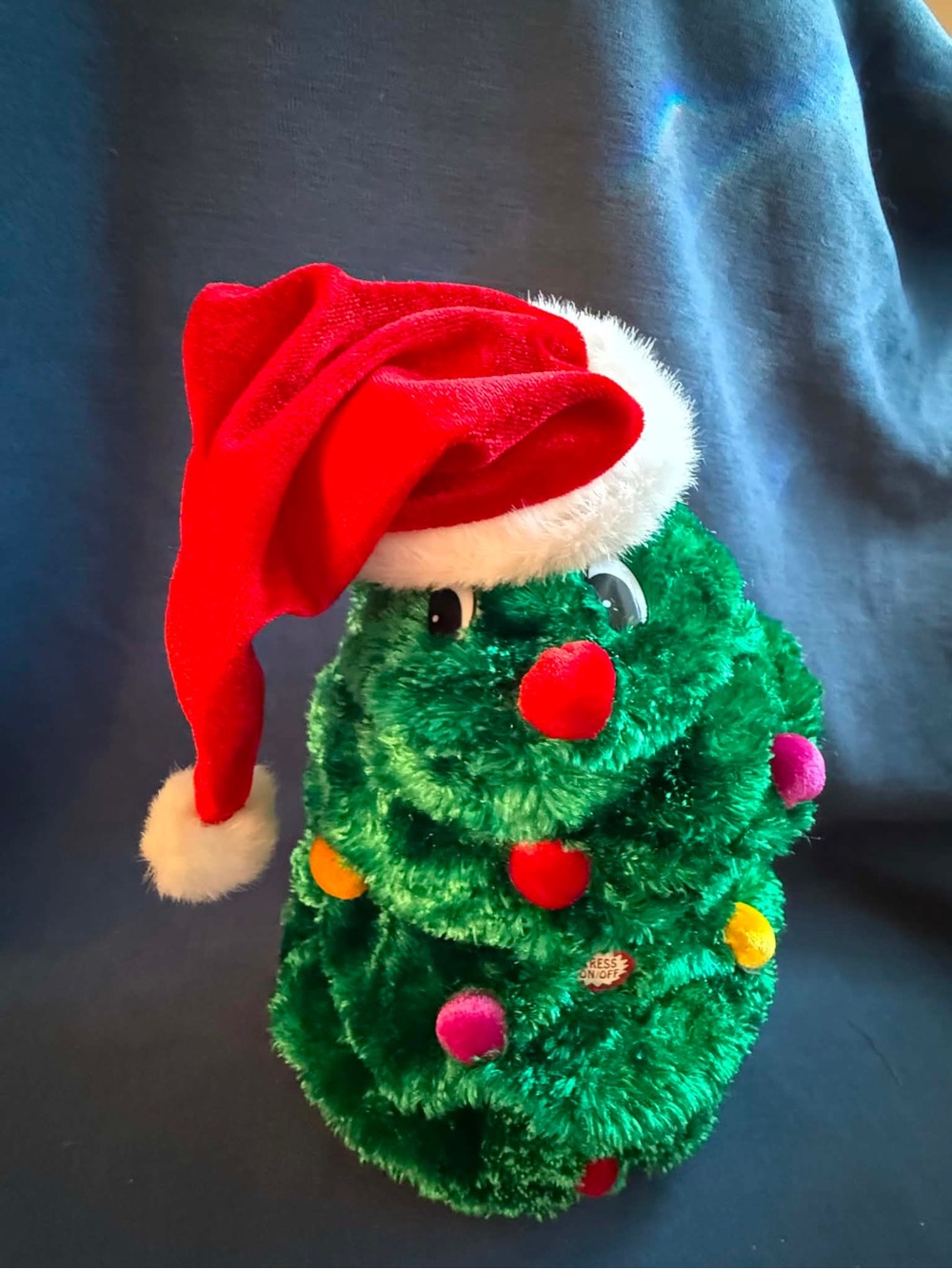 Dan Dee Plush Green Holiday Tree with Red Santa Hat - Festive Home Decor